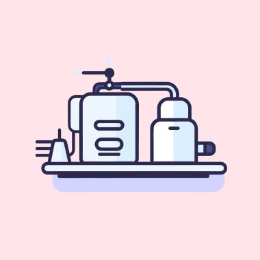 Tabakta bir su ısıtıcısı çizimi.