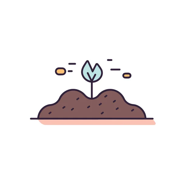 土の山から成長する植物 — ストックベクタ