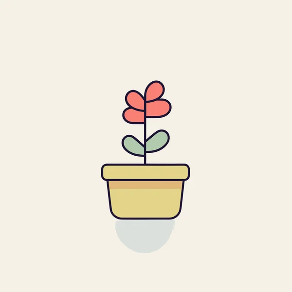 1つの花を持つ鉢植え — ストックベクタ