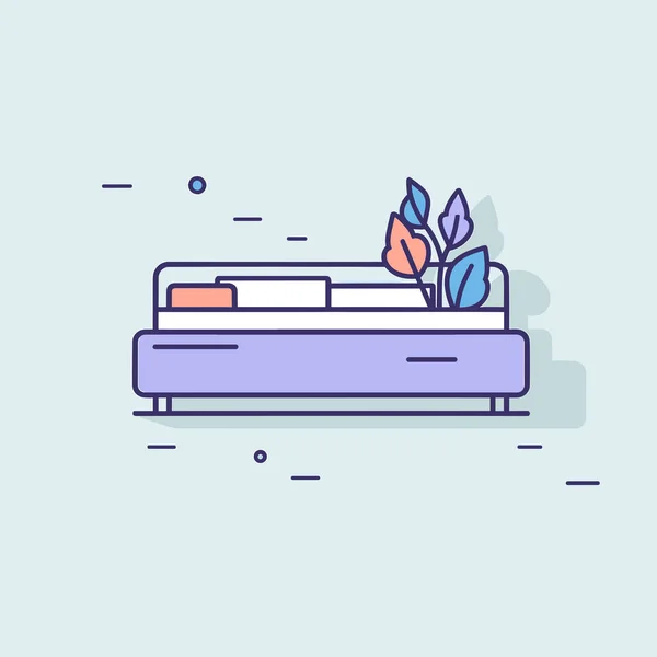 Ένα Κρεβάτι Ένα Φυτό Από Πάνω Του — Διανυσματικό Αρχείο