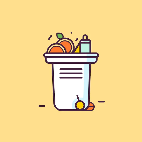 Uma Lata Lixo Cheia Frutas Legumes — Vetor de Stock