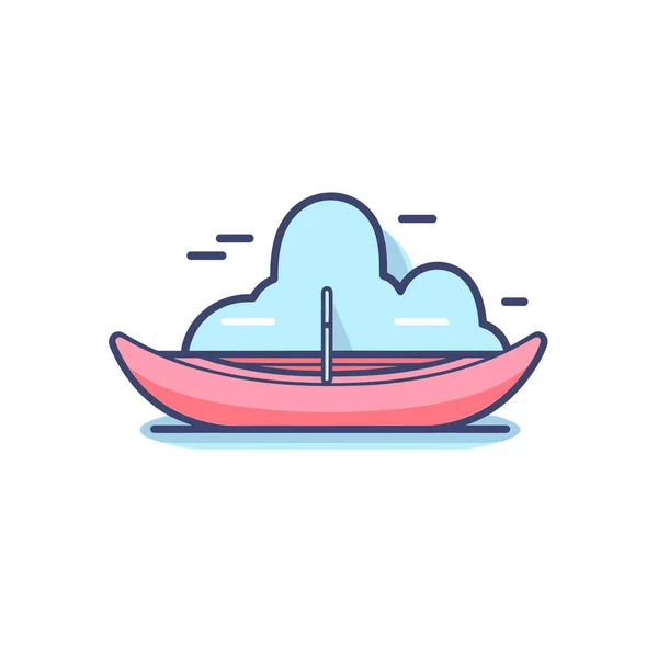 Boat Floating Top Body Water — Stock Vector