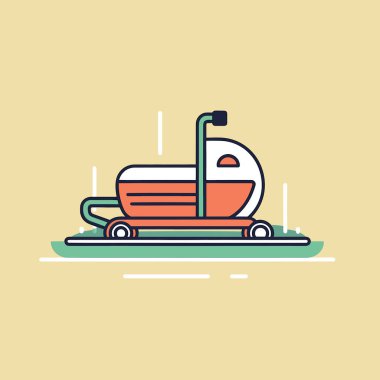 Üzerinde hortum olan küçük bir tekne.