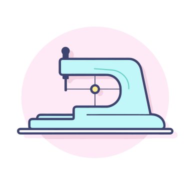 Masanın üstünde oturan bir dikiş makinesi.