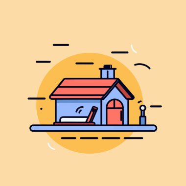 Rafta bacası olan bir ev.