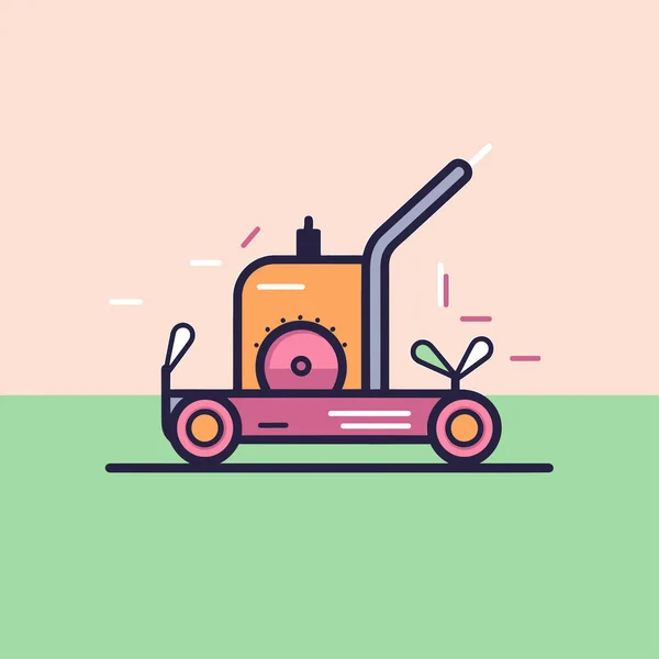 芝生の上にガスタンクがある芝刈り機 — ストックベクタ