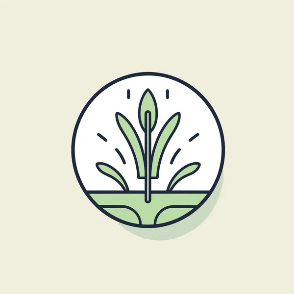 Uma Planta Verde Círculo Com Fundo Branco —  Vetores de Stock