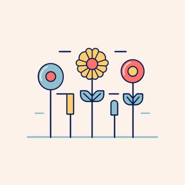 Farklı renklerde çiçek çizimi