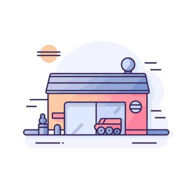 Önünde bir araba olan bir bina.