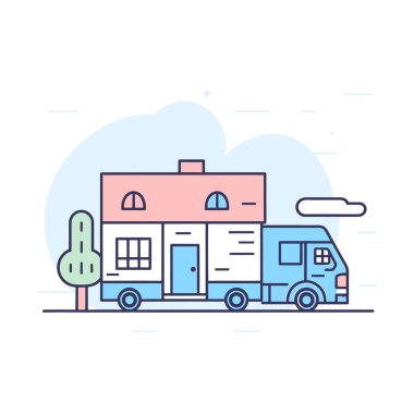 Evin önüne park etmiş bir kamyon.