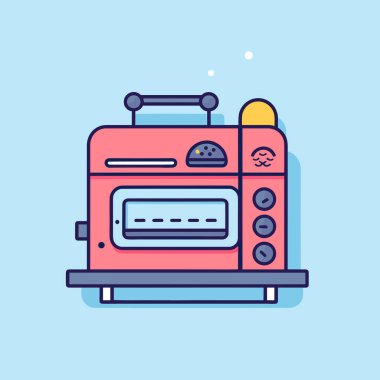 Tezgahın üstünde duran pembe bir tost makinesi.