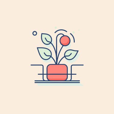 Masasında yapraklar olan saksı bitkisi.