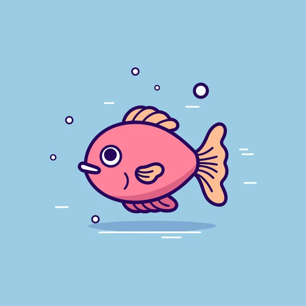 Różowa Ryba Pływająca Wodzie Bąbelkami — Wektor stockowy