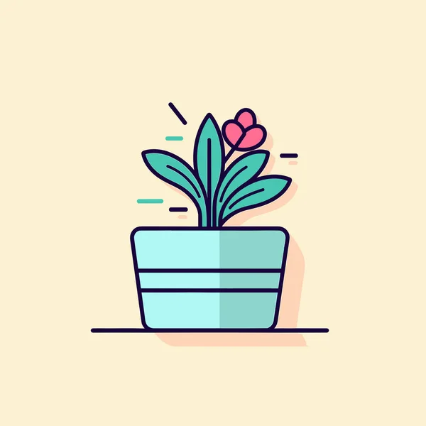 1つの花を持つ鉢植え — ストックベクタ