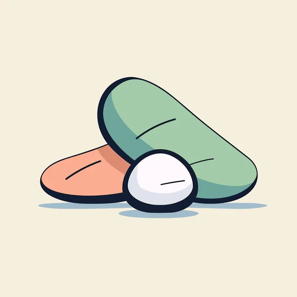 米色背景的药丸和鸡蛋 — 图库矢量图片