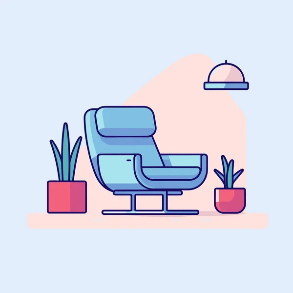 Ein Stuhl Und Eine Topfpflanze Einem Raum — Stockvektor