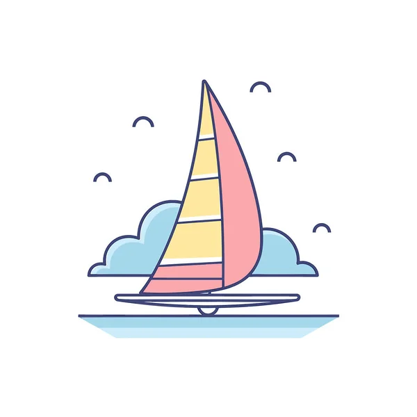 Sailboat Floating Top Body Water — Stock Vector