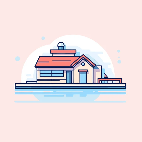 House Sitting Top Body Water — Stock Vector