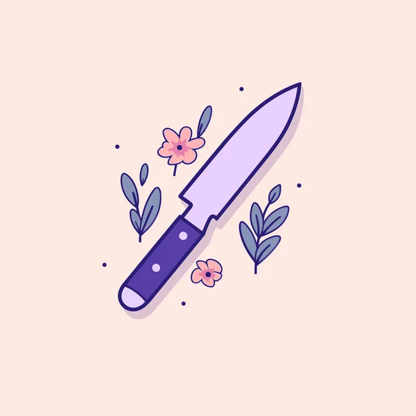 Fioletowy Nóż Kwiatem Nim — Wektor stockowy