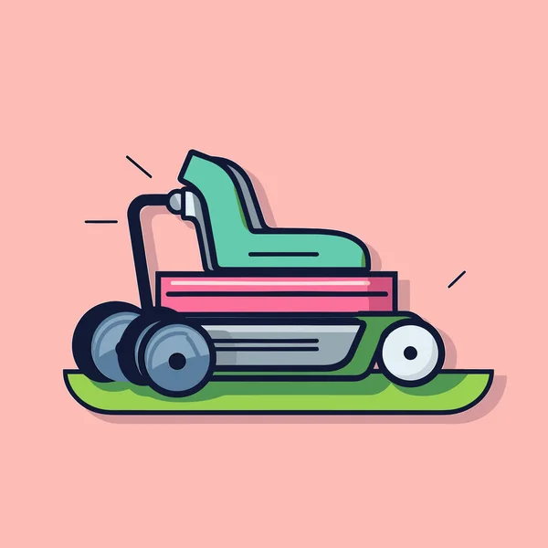 Ein Rasenmäher Mit Rädern Auf Rosa Hintergrund — Stockvektor