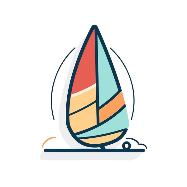 Segelbåt Med Blått Orange Och Rött Segel — Stock vektor
