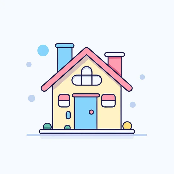 House Chimney Blue Door — Stock Vector