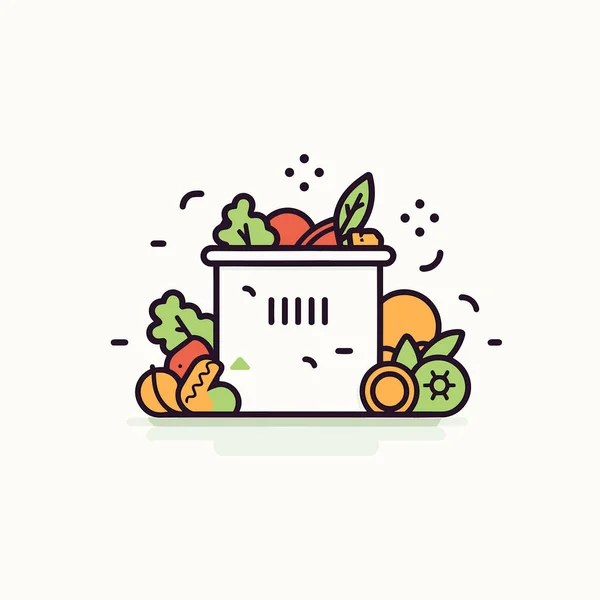 Trash Can Filled Fruits Vegetables — Stock Vector