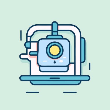 Üstünde kamera olan bir laptop.