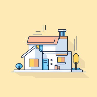 Bacalı bir evin çizimi.