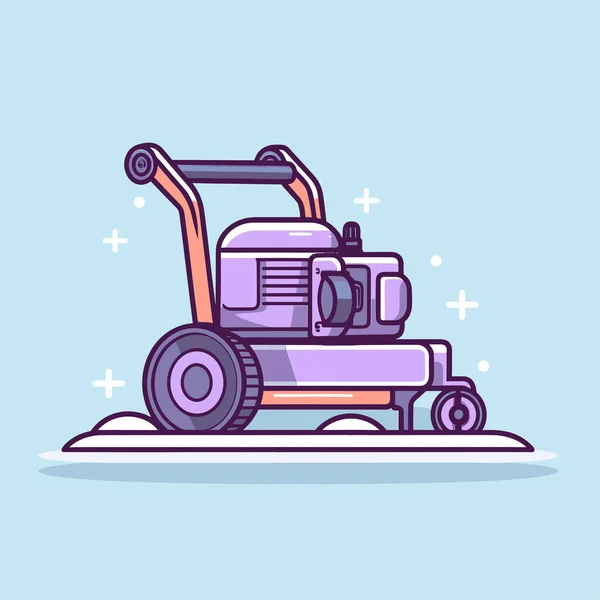 Pink Lawn Mower Blue Background — Stock Vector