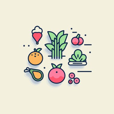 Beyaz arka planda bir sürü meyve ve sebze.