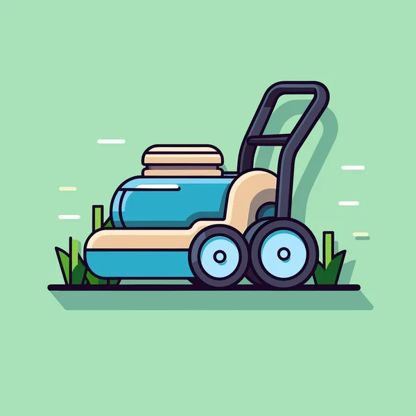 芝生の上に腰掛けている芝刈り機 — ストックベクタ