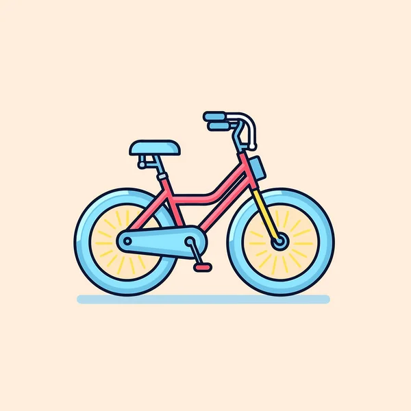 Красный Велосипед Желтым Колесом Бежевом Фоне — стоковый вектор