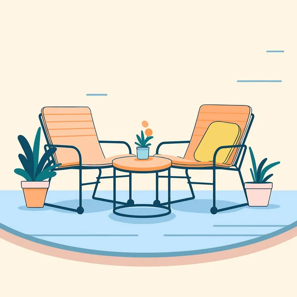 Quelques Chaises Assises Côté Une Table — Image vectorielle