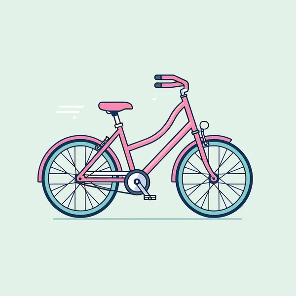 Una Bicicleta Rosa Con Asiento Rosa Sobre Fondo Azul Claro — Vector de stock