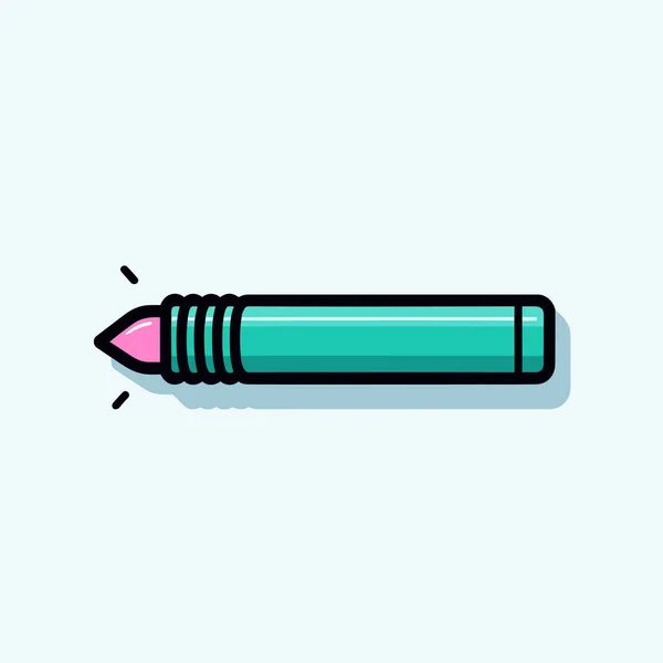 Crayon Vert Avec Une Pointe Rose Qui Dégage — Image vectorielle