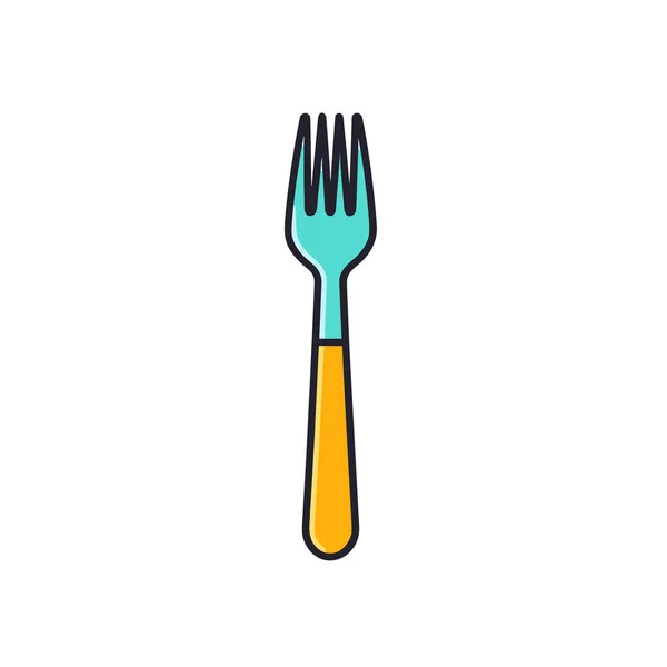 Fork Yellow Handle White Background — Stock Vector