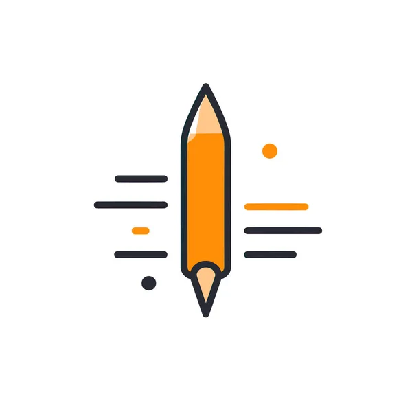 Orange Pencil Black Stroke White Background — Stock Vector