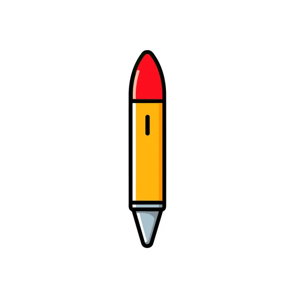 Yellow Pencil Red Tip — Stock Vector