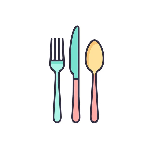 Fork Spoon Knife White Background — Stock Vector