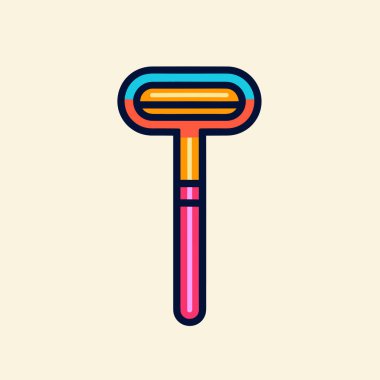 Beyaz arkaplan üzerinde uzun saplı renkli bir araç