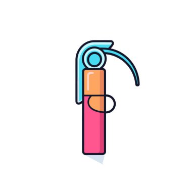 Mavi saplı pembe turuncu bir tüp.