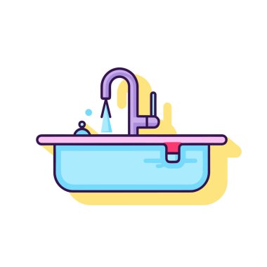 Musluğu ve musluğu olan bir lavabo.