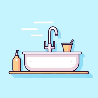 Yanında sabun makinesi olan bir lavabo.