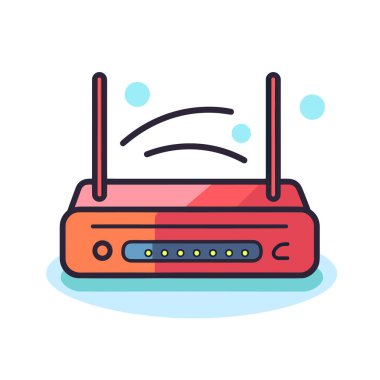 Üzerinde iki anten olan kırmızı bir yönlendirici.