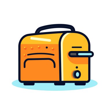 Beyaz bir yüzeyde turuncu bir tost makinesi oturuyor.