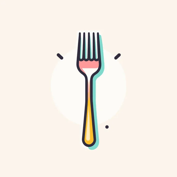 Une Fourchette Avec Design Coloré Dessus — Image vectorielle