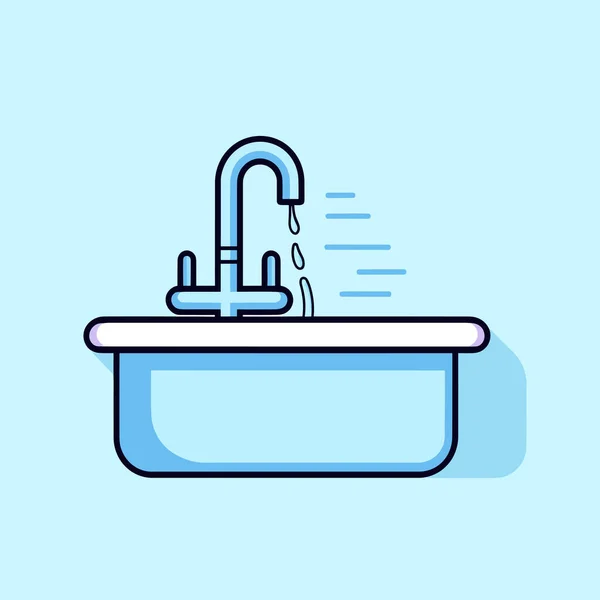 Ein Waschbecken Mit Einem Wasserhahn Und Wasser Das Aus Ihm — Stockvektor
