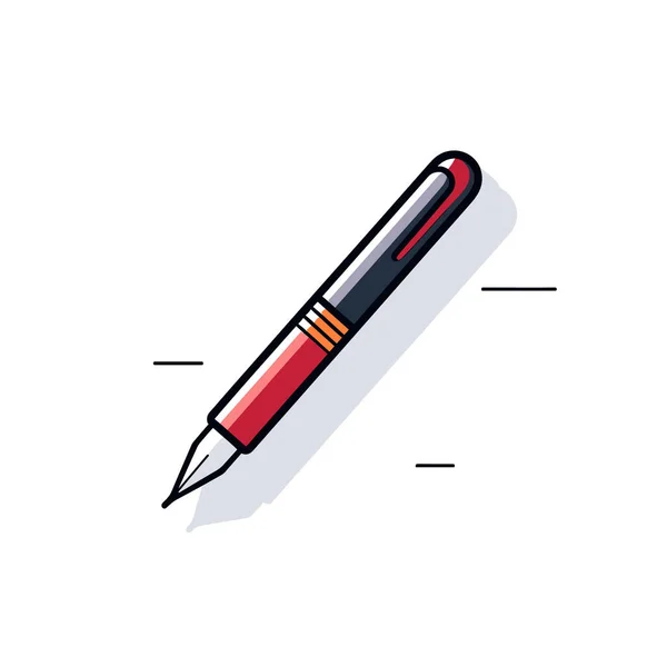Ένα Κόκκινο Στυλό Μαύρη Μύτη Λευκό Φόντο — Διανυσματικό Αρχείο