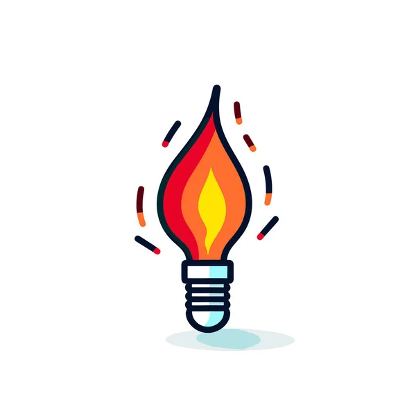 Une Ampoule Avec Une Flamme Intérieur — Image vectorielle